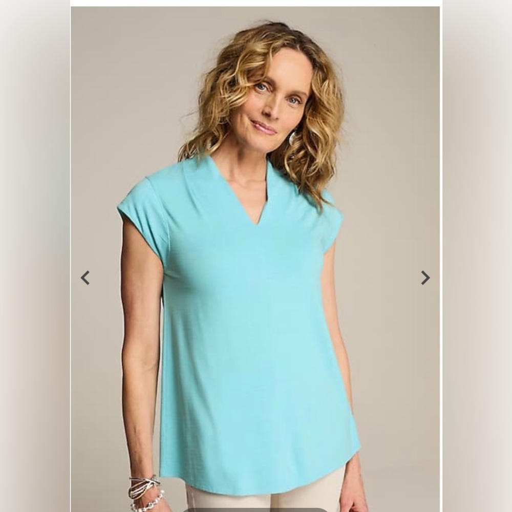 J. Jill Aqua V-Neck Blouse